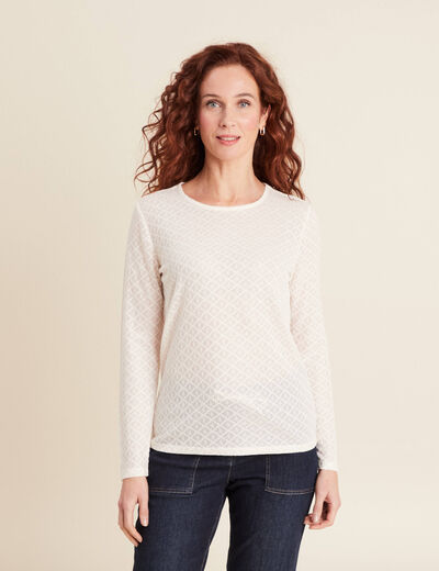 T-shirt manches longues ecru femme