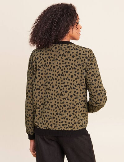 Gilet r&eacute;versible manches longues vert femme