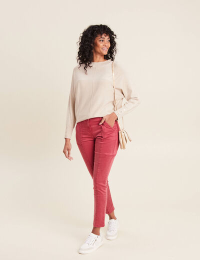 Pantalon ajusté rouge foncé femme