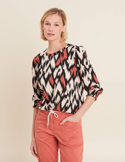 Blouse manches 3/4 orange femme