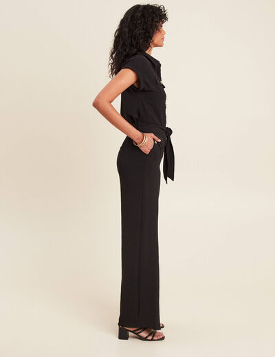 Combinaison pantalon ceinturée noir femme