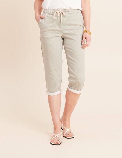 Pantacourt coupe mom large vert femme