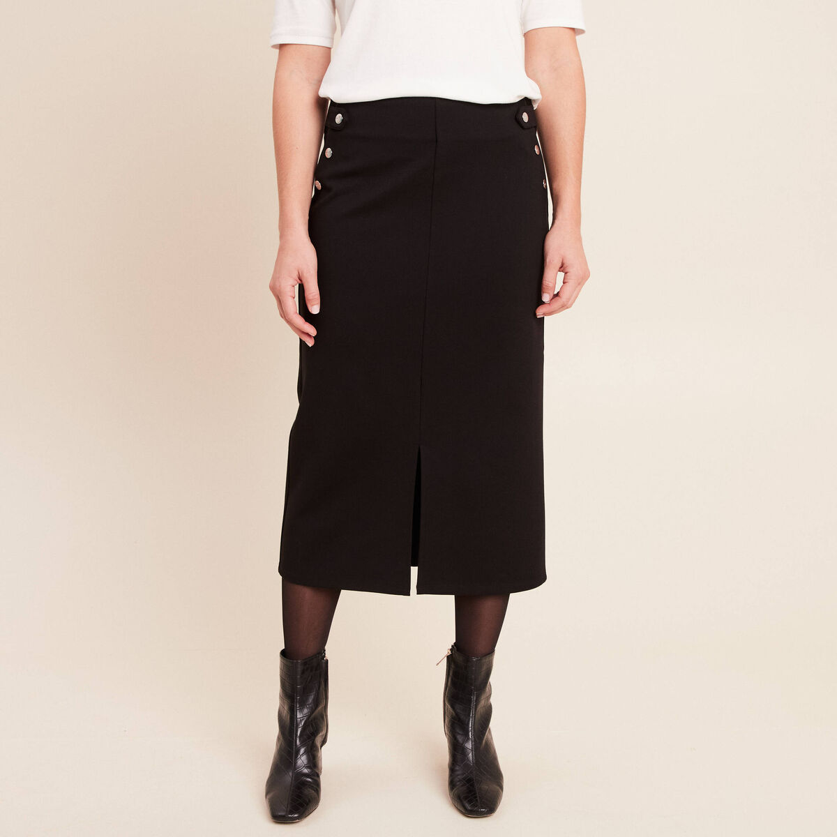 Jupe midi crayon noir femme