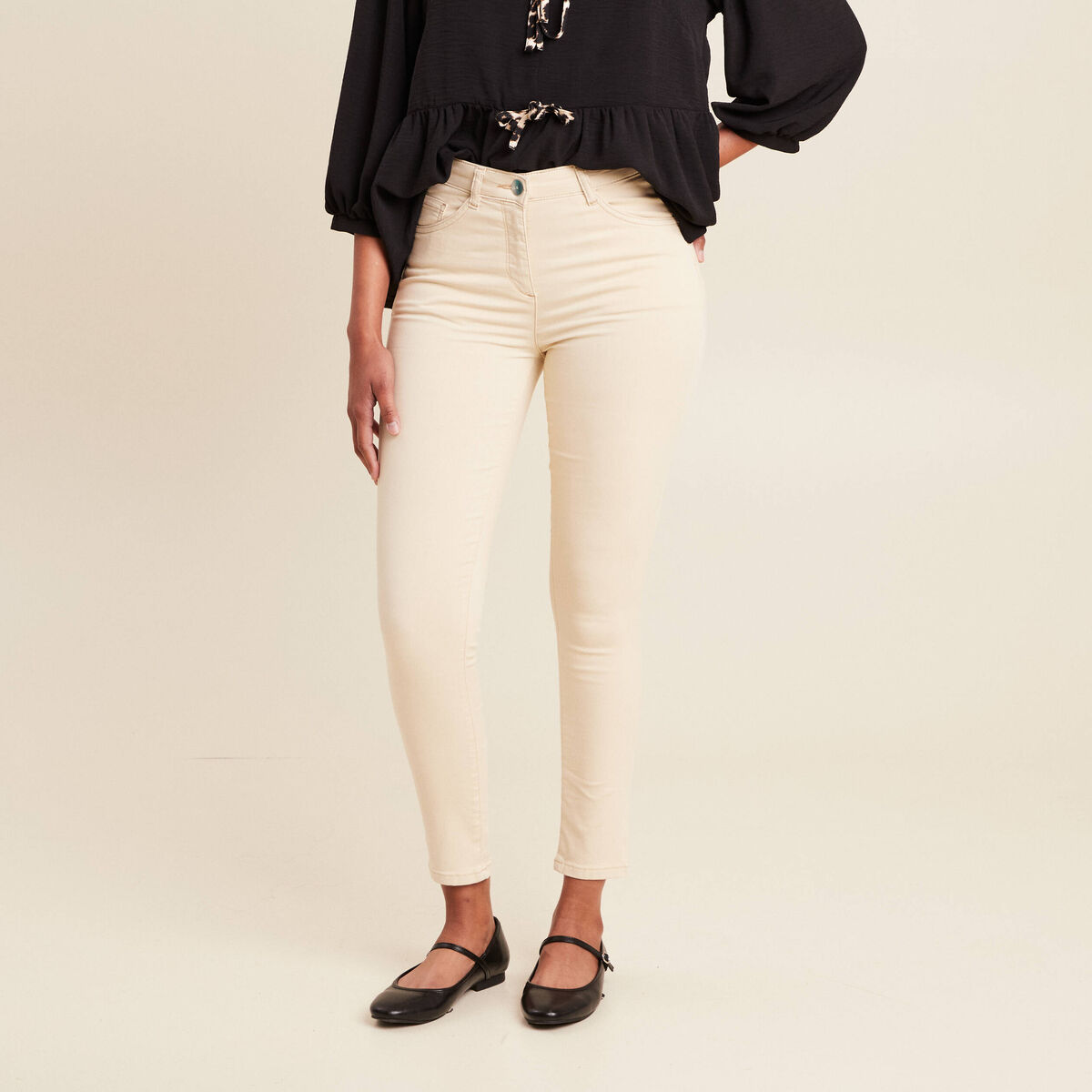 Pantalon magique Le L&eacute;ger coupe ajust&eacute;e ivoire femme