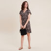 Robe évasée manches courtes noir femme