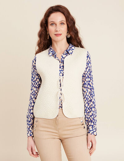 Gilet sans manches matelassé ecru femme