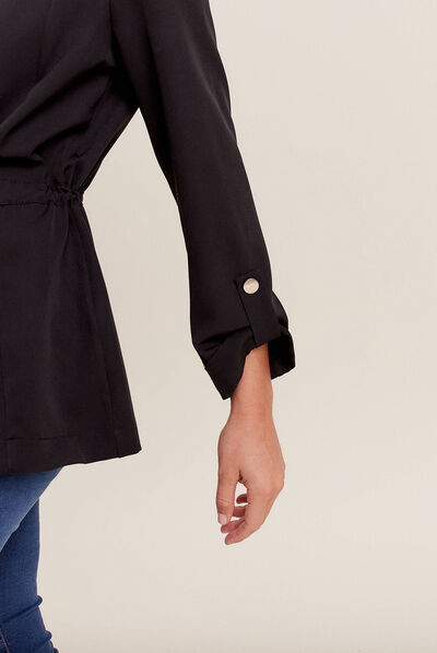 Veste col châle ceinturée noir femme