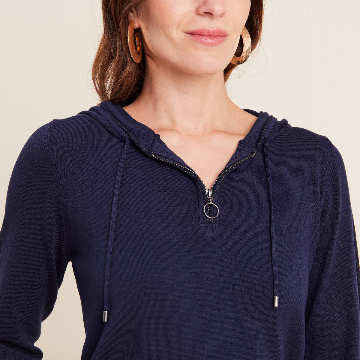 Pull manches longues bleu marine femme