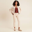 Veste en jean brodée denim beige femme