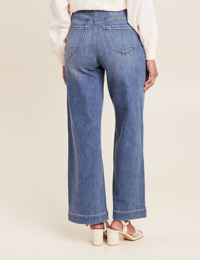Jean large à pont denim stone femme