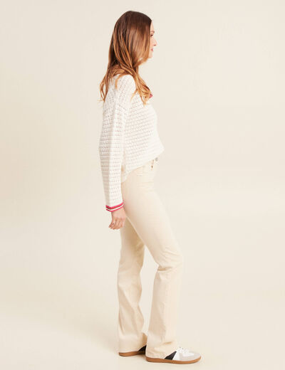 Pantalon léger bootcut taille basculée ivoire femme