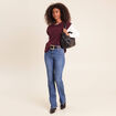 Gilet col rond bordeaux femme