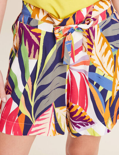 Short droit fluide multicolore femme