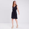 Robe droite ceintur&eacute;e noir femme
