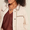 Veste en jean brodée denim beige femme