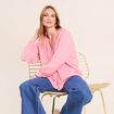 Chemise ample col v manches longues rose femme