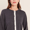 Gilet 2 en 1 col rond gris clair femme