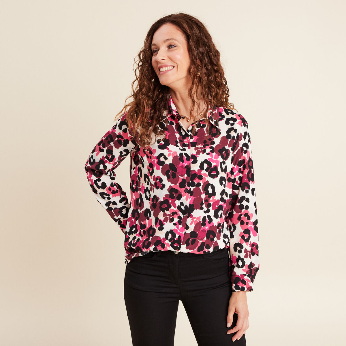 Chemise manches longues bordeaux femme