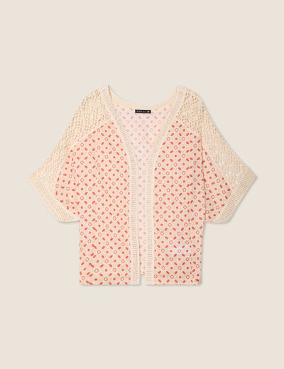 Veste esprit kimono marron foncé femme