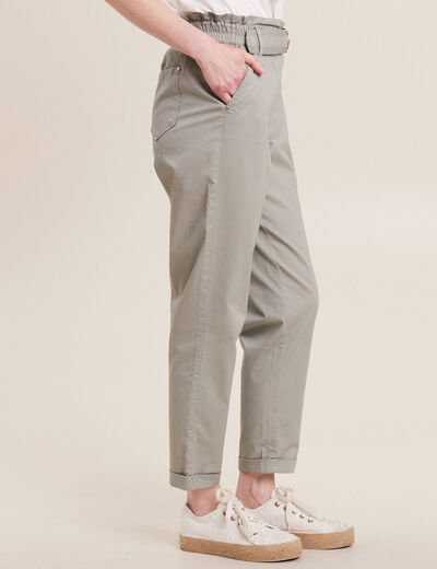 Pantalon chino 7/8ème vert clair femme