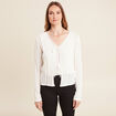 Gilet mi-long manches longues ecru femme