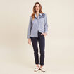 Chemise manches longues brod&eacute;e bleu femme