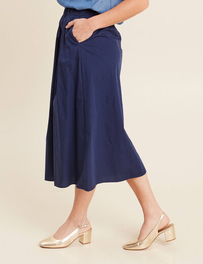 Jupe longue évasée bleu foncé femme