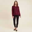 Gilet droit mi-long col rond bordeaux femme