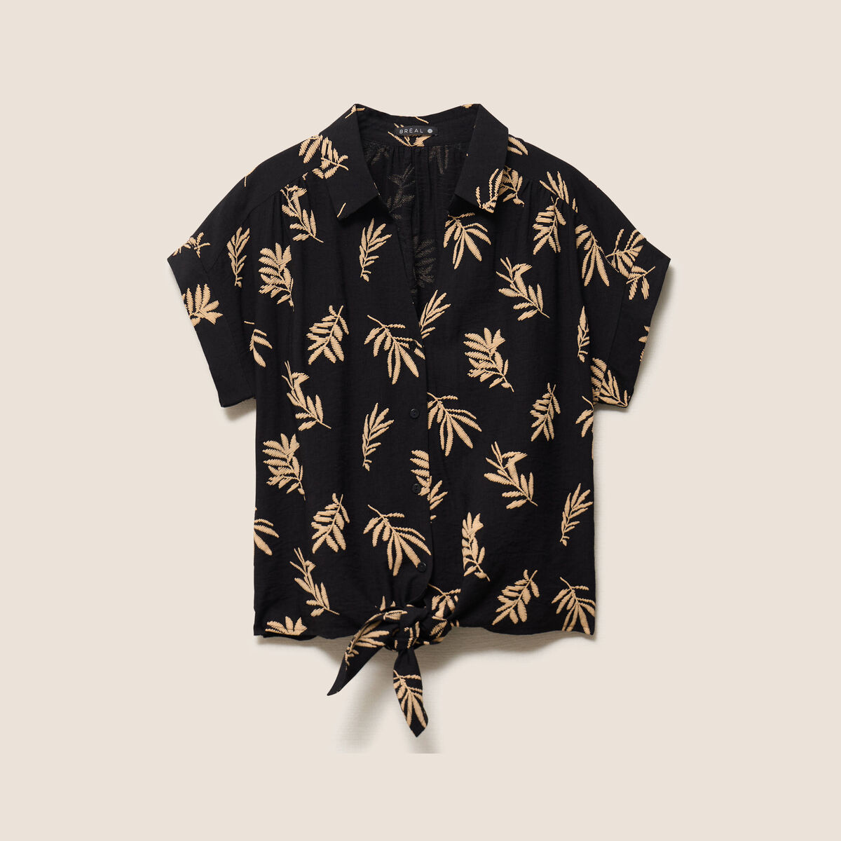 Chemise ample manches courtes noir femme