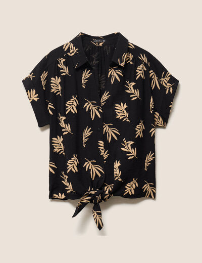 Chemise ample manches courtes noir femme