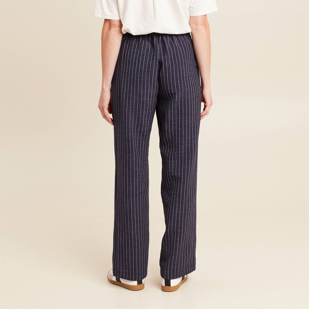 pantalon large bleu femme