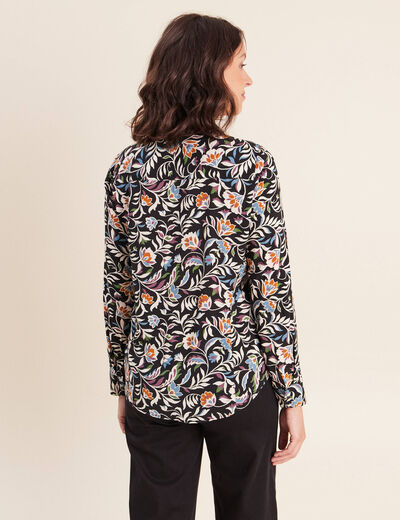 Chemise cintr&eacute;e manches longues fluide noir femme