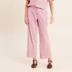 Pantalon large taille haute fluide rose femme