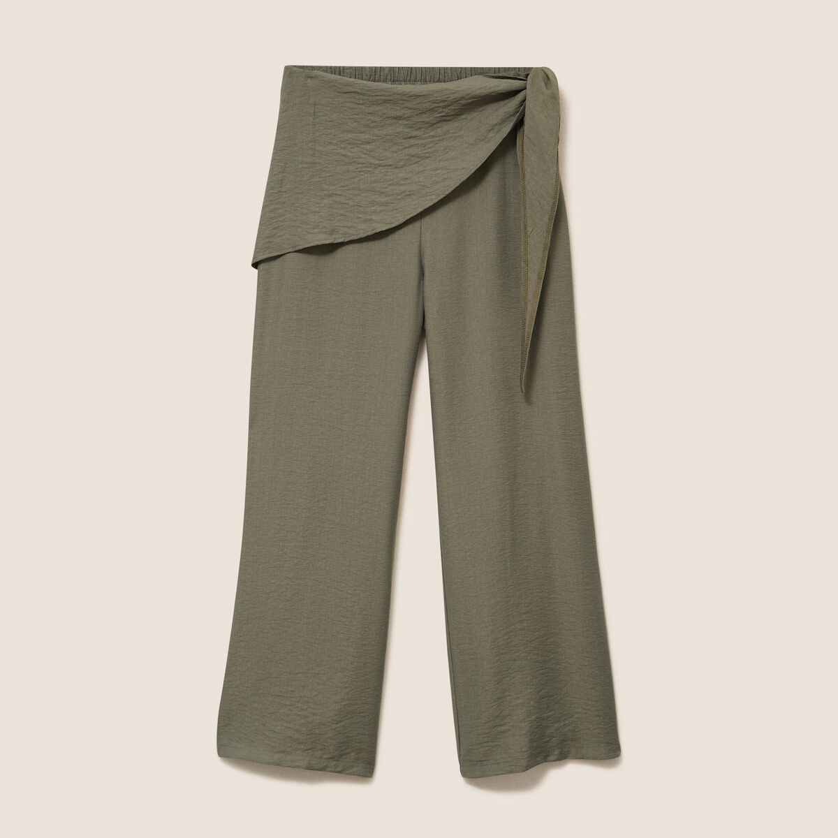 Pantalon ajust&eacute; taille haute vert kaki femme