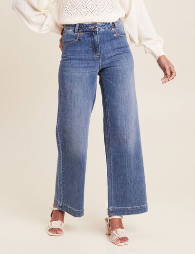 Jean large à pont denim stone femme
