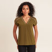 T-shirt manches courtes vert olive femme
