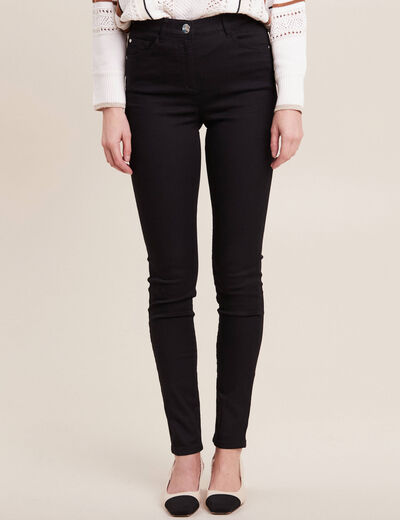 Pantalon léger taille haute long noir femme