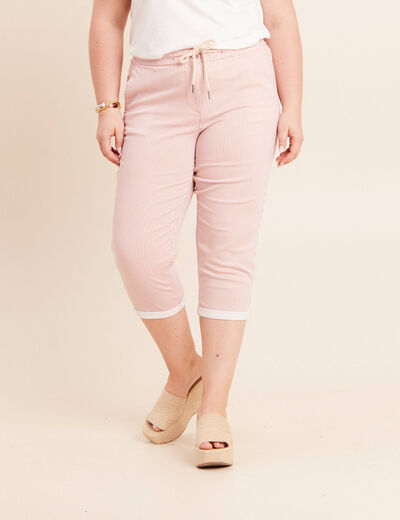 Pantacourt coupe mom large rose femme