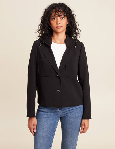 veste cintrée doublée avec capuche noir femme