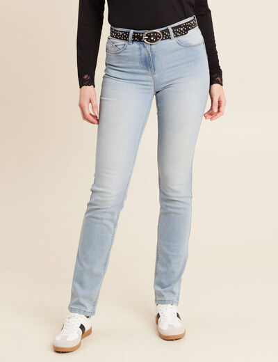 Jean ajusté taille standard long denim baby bleu femme