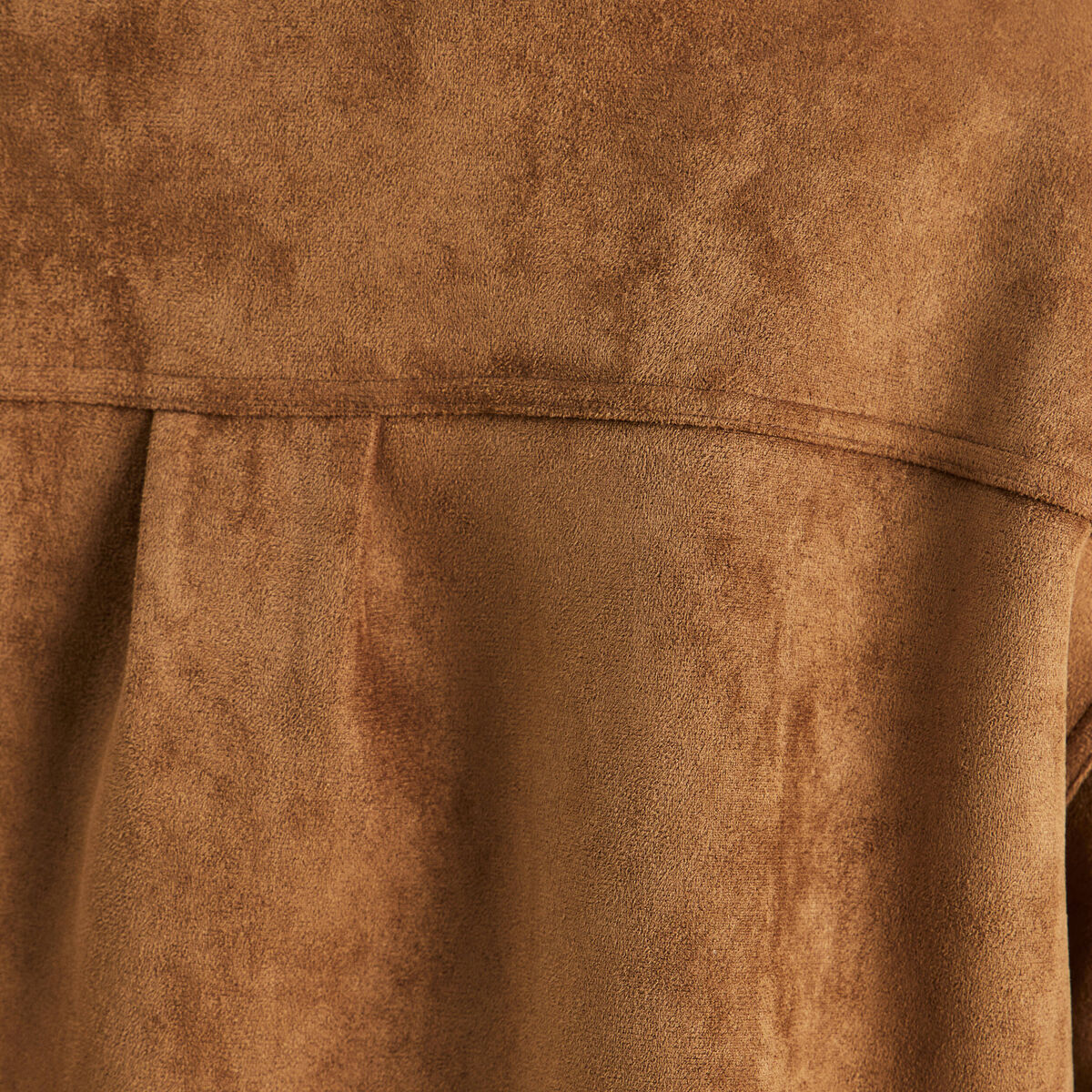 Veste ample col montant doubl&eacute;e marron fonc&eacute; femme