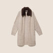 Gilet droit long col chemise beige femme