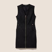 Robe sans manches col rond aspect daim noir femme
