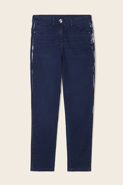 Jean ajusté à sequins denim brut femme