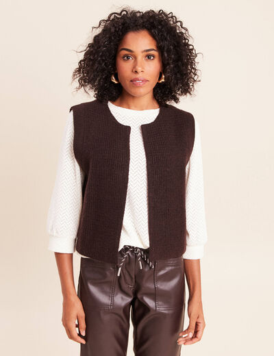 Gilet sans manches marron fonc&eacute; femme