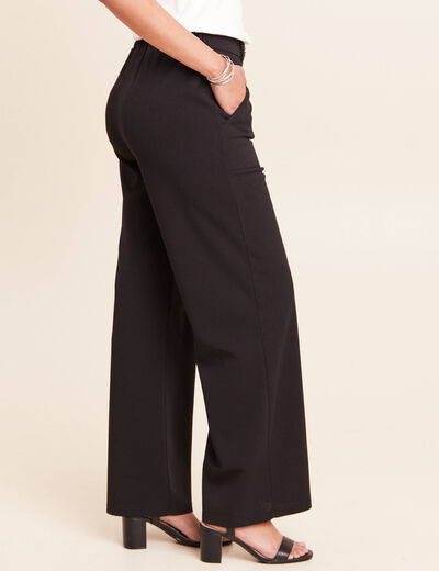 Pantalon large taille haute noir femme