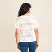 Pull court col rond manches courtes ecru femme