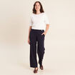 Pantalon taille haute bleu fonc&eacute; femme