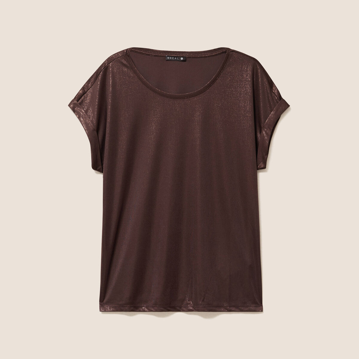 T-shirt manches courtes marron femme