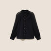Chemise ample voile doubl&eacute;e col chemise noir femme